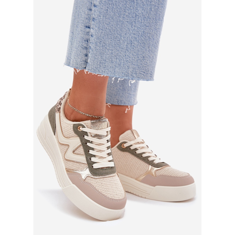 Frauen -Sneaker auf der Plattform Leopard Beige 1