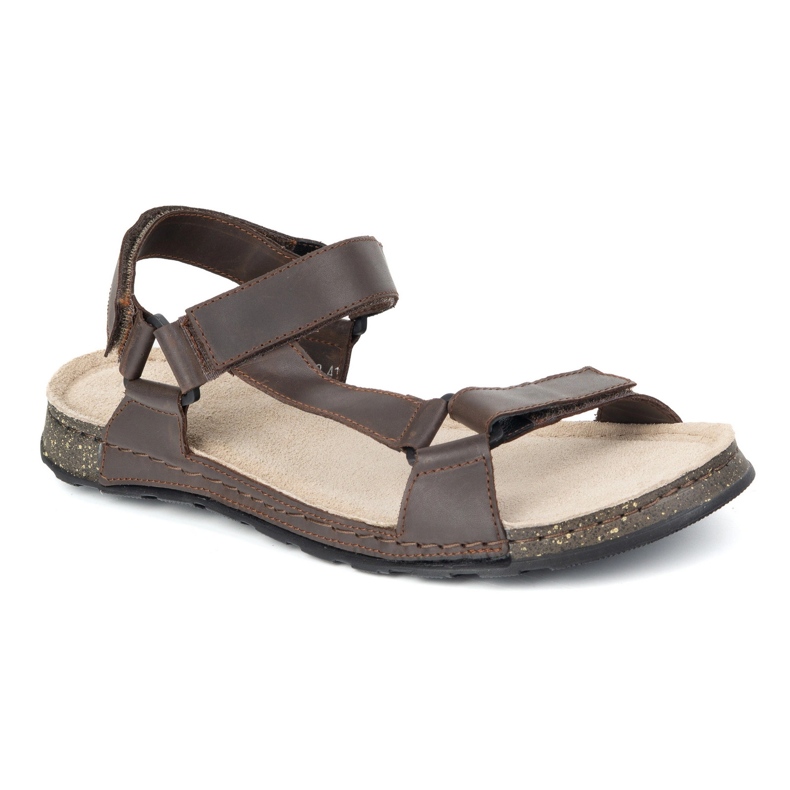 Olivier Herrenleder Sandalen WASAK 0243W BROWN braun 1