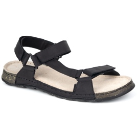 Olivier Herrenleder Sandalen WASAK 0243W Schwarz 1