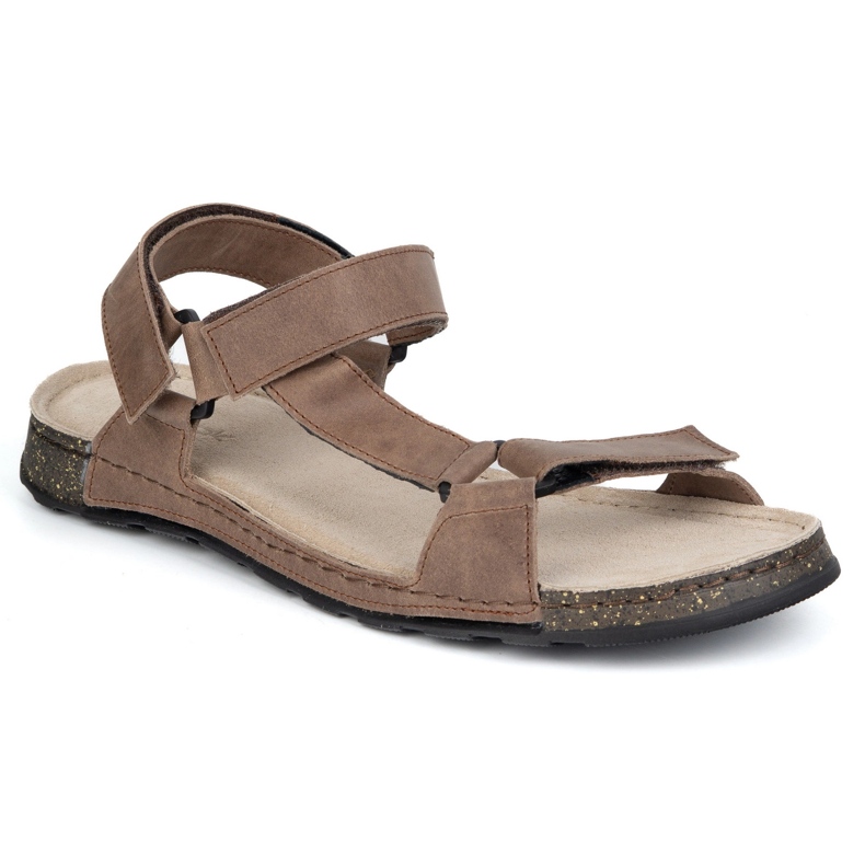 Olivier Herrenleder Sandalen WASAK 0243W Khaki beige 1