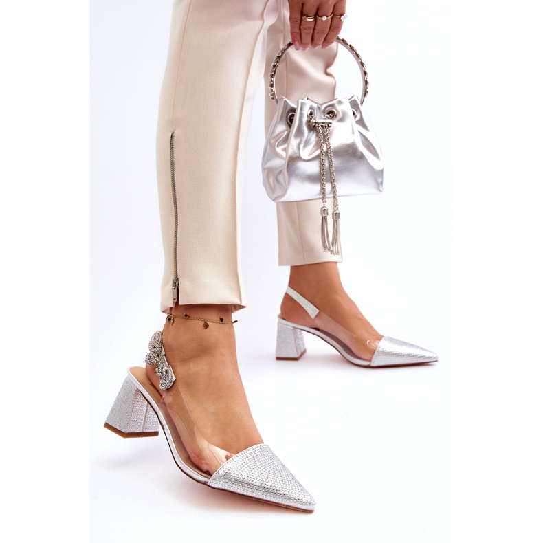 S. BARSKI Elegante Frauenpumpen in MR91292-1 Silber mit Zirkonen silber- 3