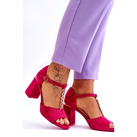 Vinceza Wildleder -High Heels mit Zirkonen Fuchsia rosa 3