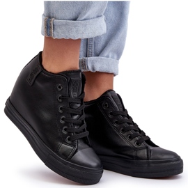 Damen-Sneaker auf einem Keilöklichkeits-Leder Big Star MM274001 Schwarz 5