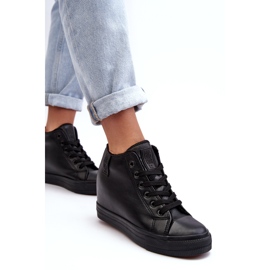 Damen-Sneaker auf einem Keilöklichkeits-Leder Big Star MM274001 Schwarz 2