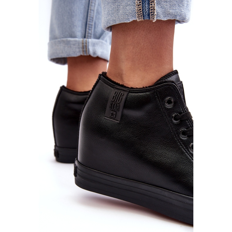 Damen-Sneaker auf einem Keilöklichkeits-Leder Big Star MM274001 Schwarz 3