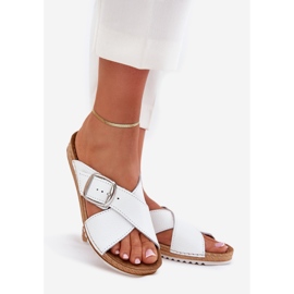 Damen Leder -Hausschuhe mit Inblu vo0004gu Schnalle Weiß 1