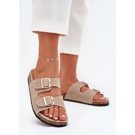 Boto Damenschuhe mit goldenen Klemmen und Nähen beige Luner 2