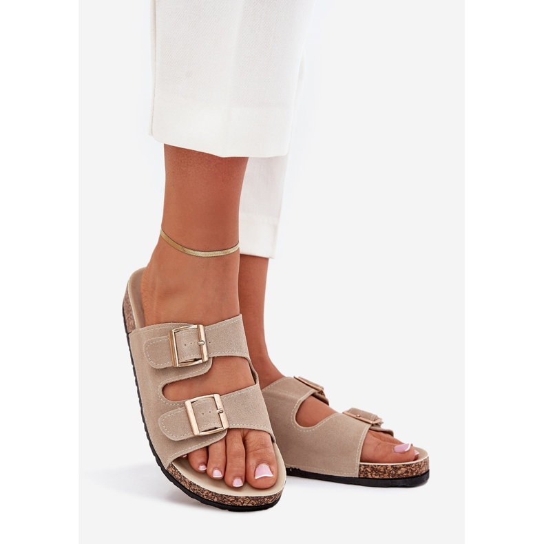 Boto Damenschuhe mit goldenen Klemmen und Nähen beige Luner 1