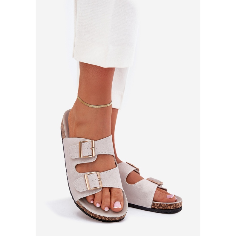 Boto Frauenflip -Flops mit goldenen Klemmen und grauen Luner -Nähten 1