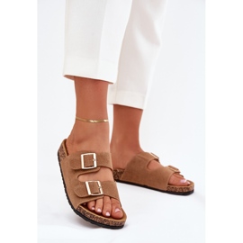 Boto Damenflip Flops mit goldenen Klemmen und hellbraunem Luner 2