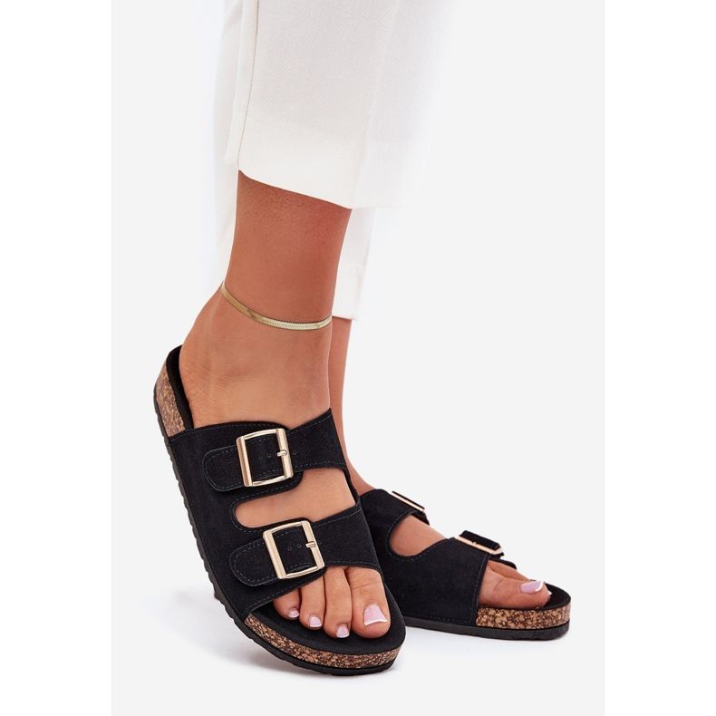 Boto Frauenflip -Flops mit goldenen Klemmen und schwarzen Luner -Nähten 1