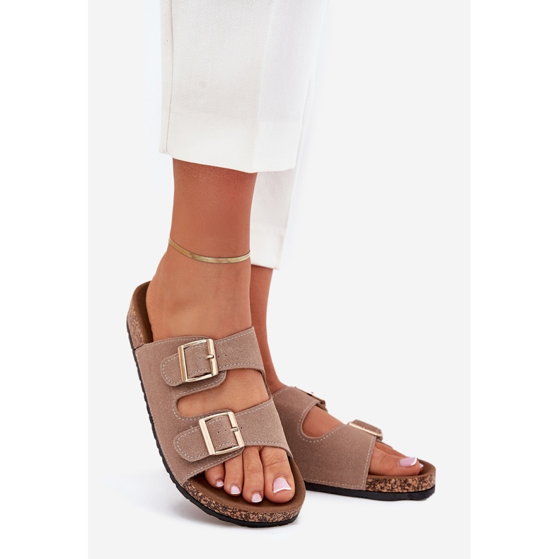 Boto Frauenflip -Flops mit goldenen Klemmen und Nähen von Khaki Luner beige 1