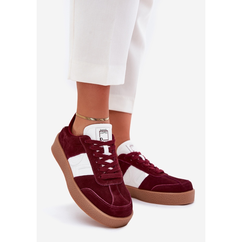 Frauen Wildleder -Sneaker Big Star von Daniel Lopez SS2D4023 Burgundy rot 1