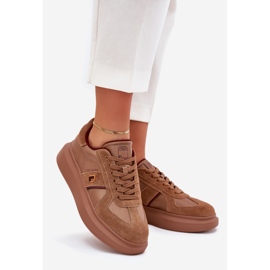 Damen -Leder -Sneaker auf der Big Star -Plattform von Daniel Lopez SS2D4005 Brown braun 1