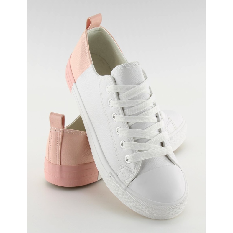 Zweifarbige weiße Turnschuhe BK378 White / Bare Pink 2