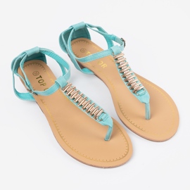 Shelvt Blaue Sandalen mit goldener Dekoration 2