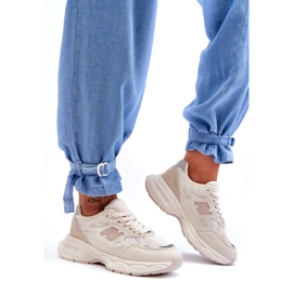 Frauensportschuhe mit beige Mesh 4