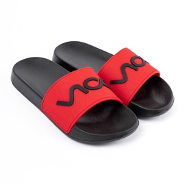 Shelvt Schwarze und rote Flip-Flops mit der Inschrift 1