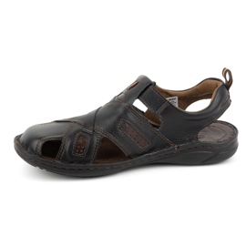 KOMODO Herren-Ledersandalen mit Klettverschluss 523K, schwarz 1