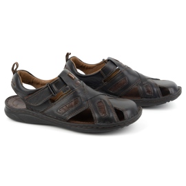 KOMODO Herren-Ledersandalen mit Klettverschluss 523K, schwarz 2