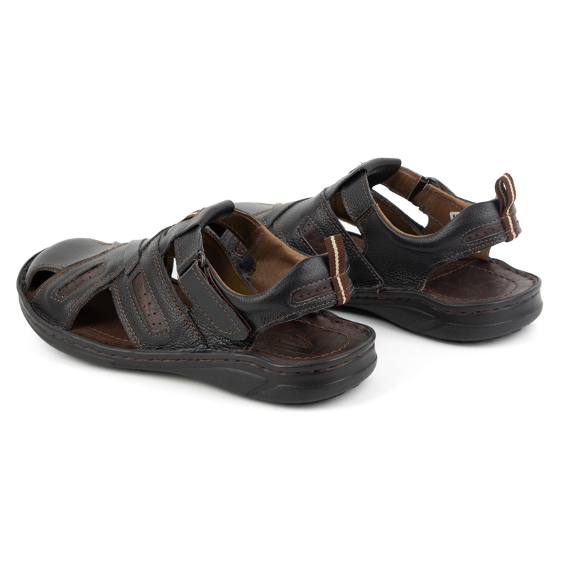 KOMODO Herren-Ledersandalen mit Klettverschluss 523K, schwarz 3