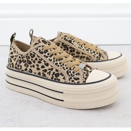 Niedrige Turnschuhe auf einer Leopard -Plattform Beige News 9157 2