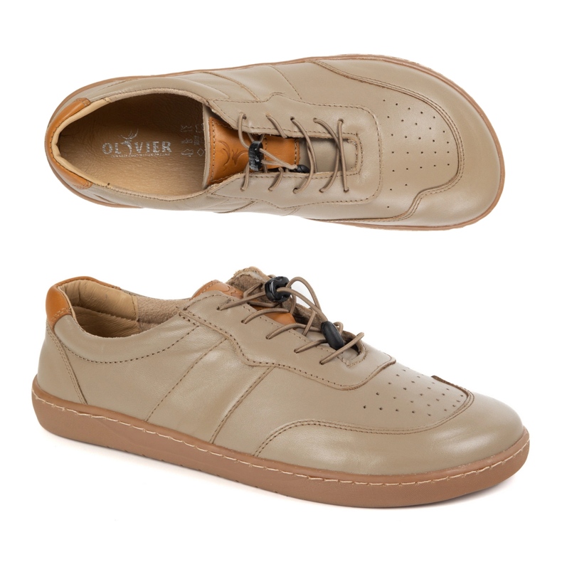 Olivier Barfußschuhe für Frauen minimalistische Lederbreite Aria Cappuccino beige 1