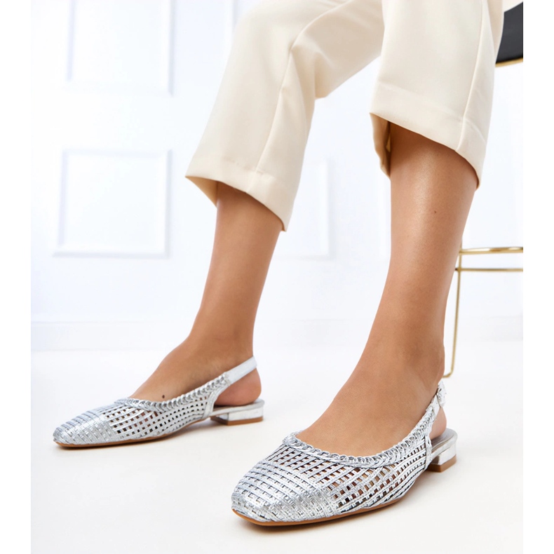 Silver Openwork Ballerinas mit einer freiliegenden Eva -Ferse silber- 1