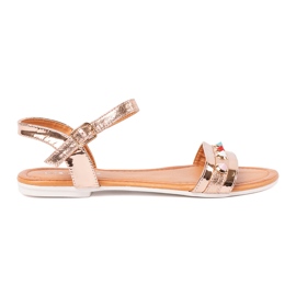 Shelvt Frauen rosa goldene Sandalen von Frauen 1