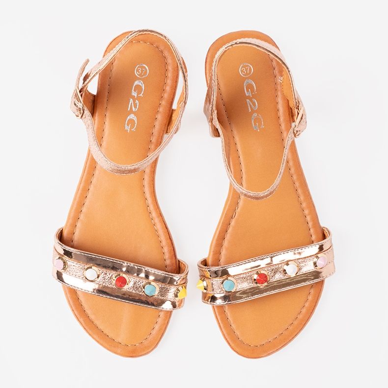 Shelvt Frauen rosa goldene Sandalen von Frauen 2