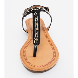 Shelvt Sandalen mit einer dekorativen Kette flach schwarz 2