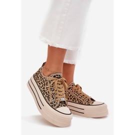 Boto Frauen -Sneaker auf der massiven Plattform Leopard Marinae braun 1