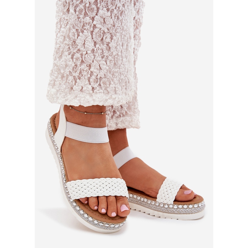 Boto Frauensandalen mit Geflecht auf der dekorierten Plattform White Velara weiß 1