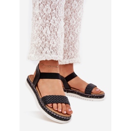 Boto Frauensandalen mit Geflecht auf der dekorierten Plattform Black Velara schwarz 1