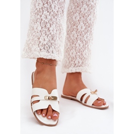 Boto Flat -Frauen -Flip -Flops mit einem Riemen und einem goldenen Detail weißer Kerenza 2