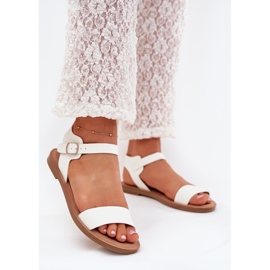 Boto Flach -geköpfte Frauen Sandalen Öko -Leder weiß Kivara 2