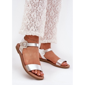 Boto Flache Fersensandalen Eco Leder Silber Kivara 2