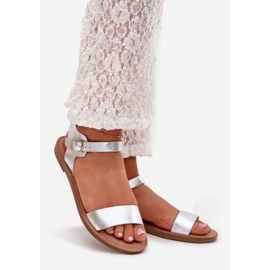 Boto Flache Fersensandalen Eco Leder Silber Kivara 1