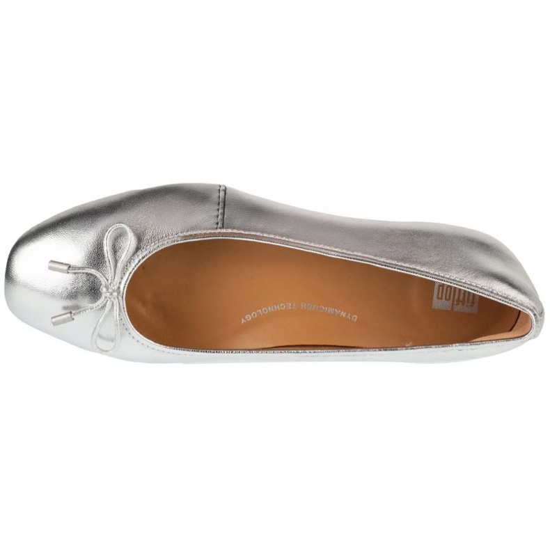 Frauen Ballerinas Fitflop Delicato Bow Weiche Ballerina IH2-011 Metallic mit einem Bogen silber- 3