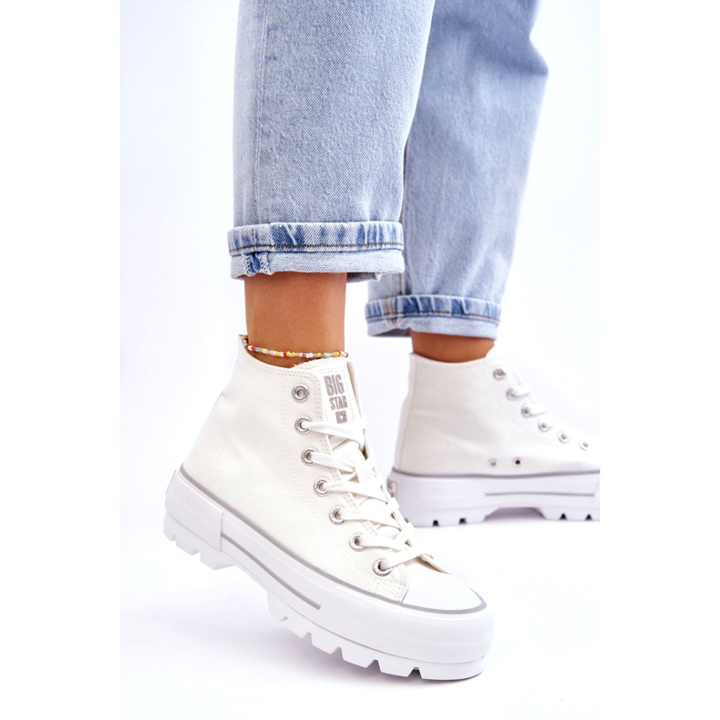 Frauen -Sneaker auf der Big Star LL274156 White Plattform weiß 1