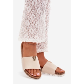 Boto Damenflip Flops auf einer Korkplattform mit dekorativem Detail Beige Vessira 1