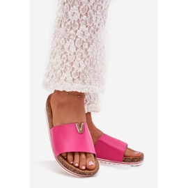 Boto Damenflip flops auf einer Korkplattform mit einem dekorativen Detail Fuksia vessira rosa 1