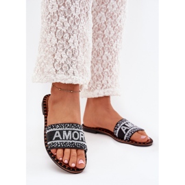 Boto Flat -getaelte Frauen -Flip -Flops mit Avelina Avelina Dekoration schwarz 2