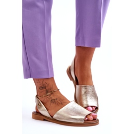 Zazoo Leder -Slip -up -Frauen goldene metallische Sandalen 2