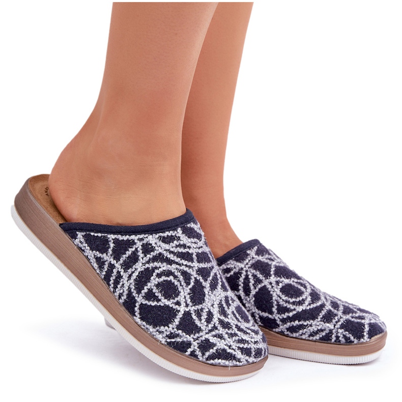 Glänzende inblu ct000028 dunkelblaue Hausschuhe 4