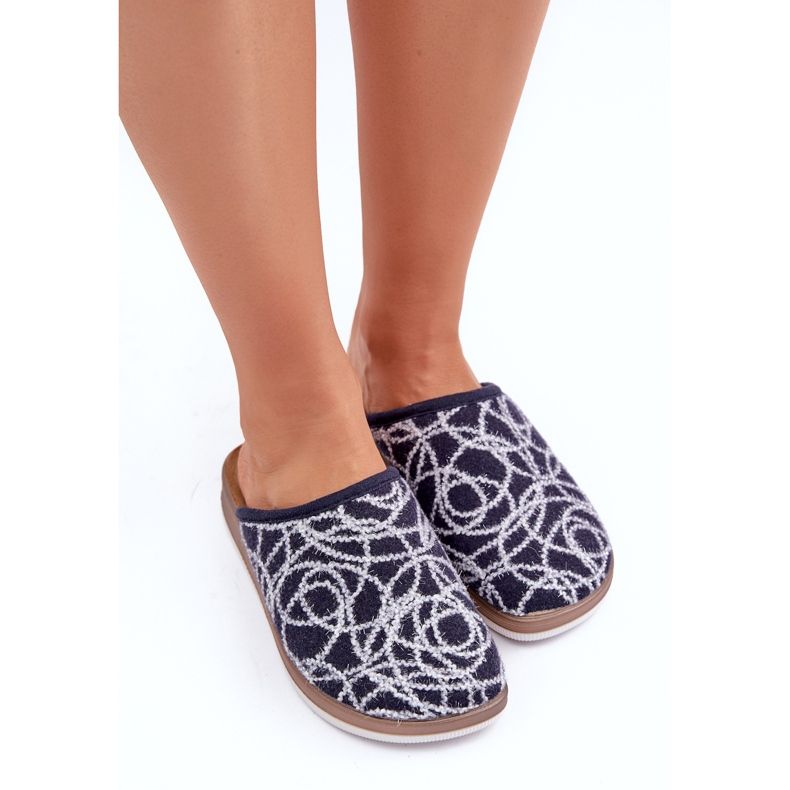 Glänzende inblu ct000028 dunkelblaue Hausschuhe 2