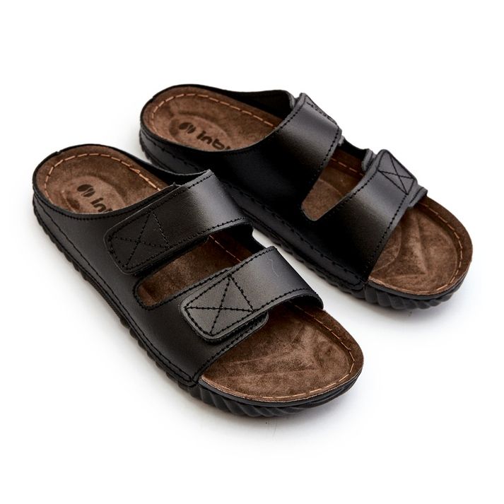 Bequeme Männerflip -Flops mit Klettwäldern inblu fm00001u schwarz 3