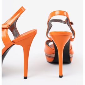 Shelvt Orangefarbene Sandalen mit hohem Schnäppchen 1