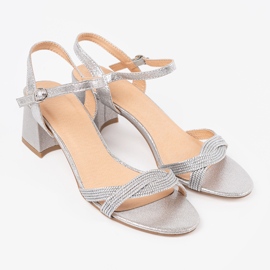 Shelvt Sandalen mit niedrigem Silber 1