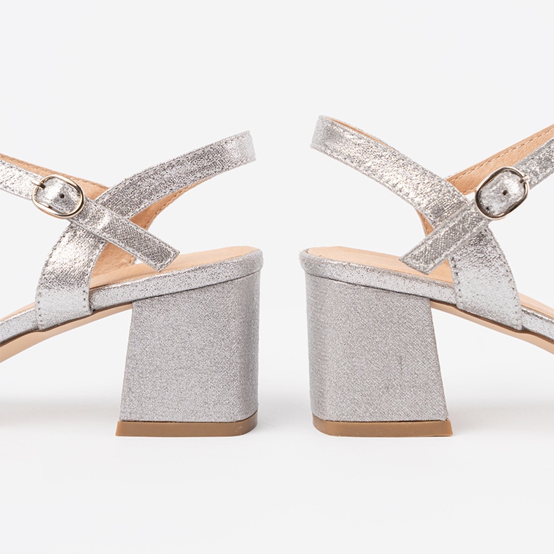 Shelvt Sandalen mit niedrigem Silber 2
